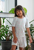 Girls summer pajama set Light Blue Ribbons t-shirt + Shorts